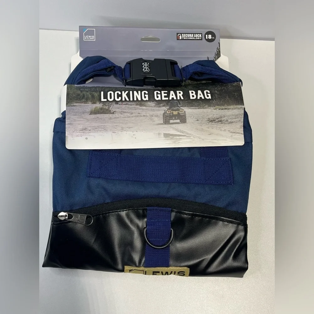 NEW Locking Gear Bag Black and Blue Lewis N Clark 18 inch size